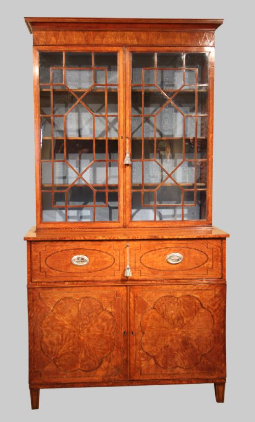Late 18th Century West-indies Satinwood Secretaire Bookcase