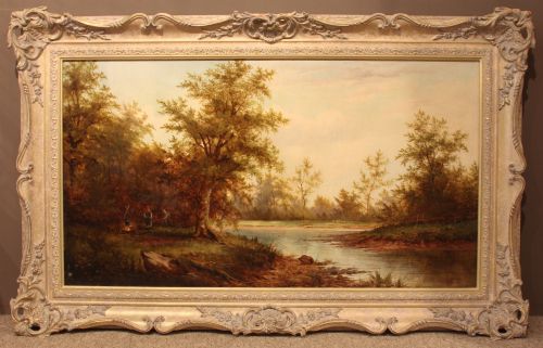"Woodland Camp by a River" Oil Painting by J.westall