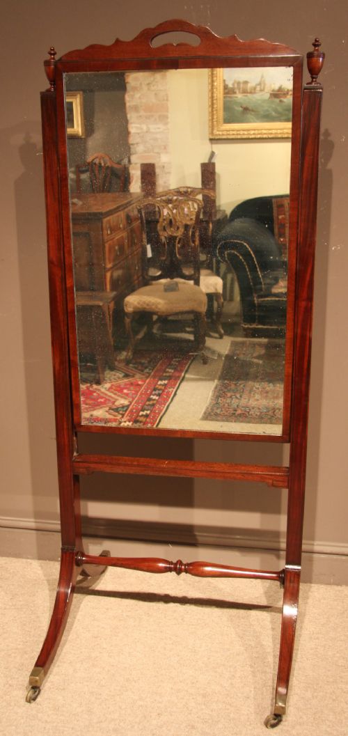 A Good Regency Mahogany Cheval Mirror, Circa 1820