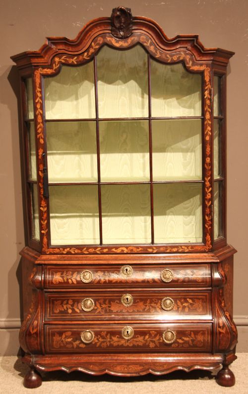 Late 18th Century Dutch Walnut and Marquetry Display Cabinet
