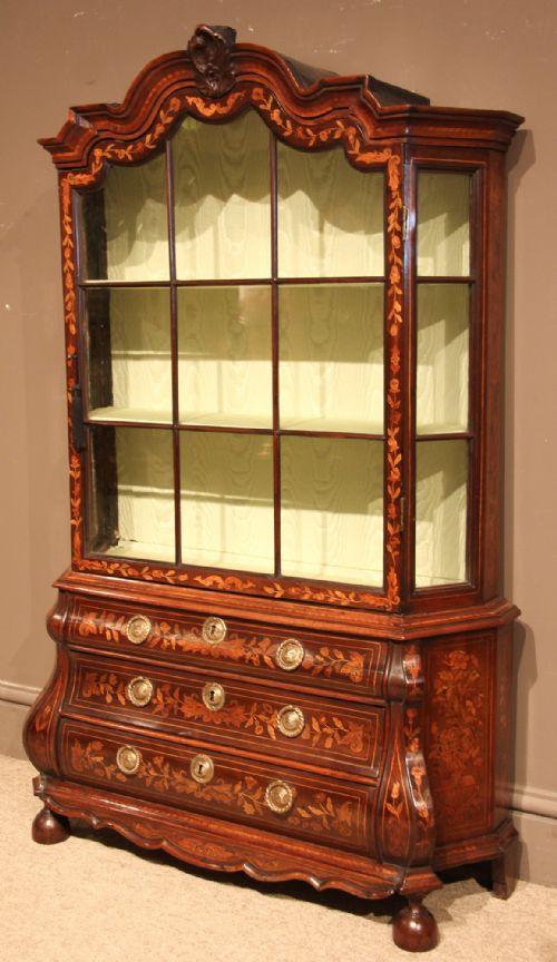 fig 1. Late 18th century Dutch Walnut and Marquetry Display Cabinet