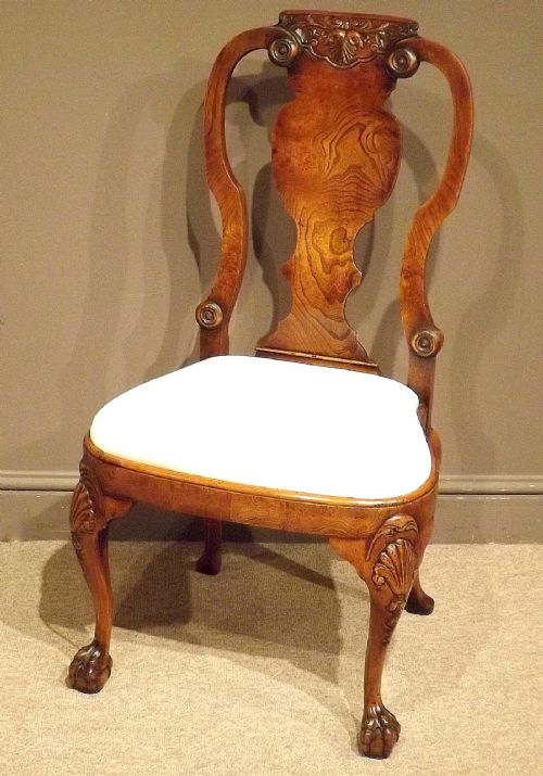 Set of Ten George I Style Elm Dining Chairs