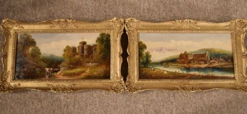 "Tintern Abbey" and "Raglan Castle" a Pair by Henry Harris