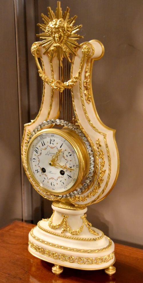 fig 1. A Good French White Marble and Ormolu Mantel Clock 