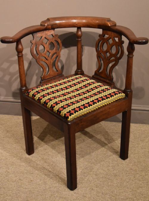 A Handsome Early George III Cuban Mahogany Corner Chair