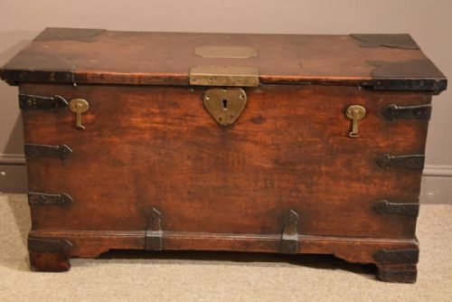 A Handsome Anglo Indian Teak and Iran Bound Trunk