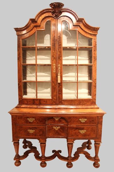 Dutch 18th Century Burr Walnut Display Cabinet