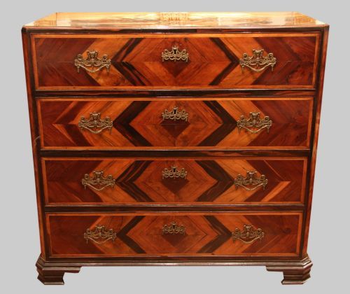 Aearly 19th Century Continental Chevron Design Secretaire Chest of Drawers
