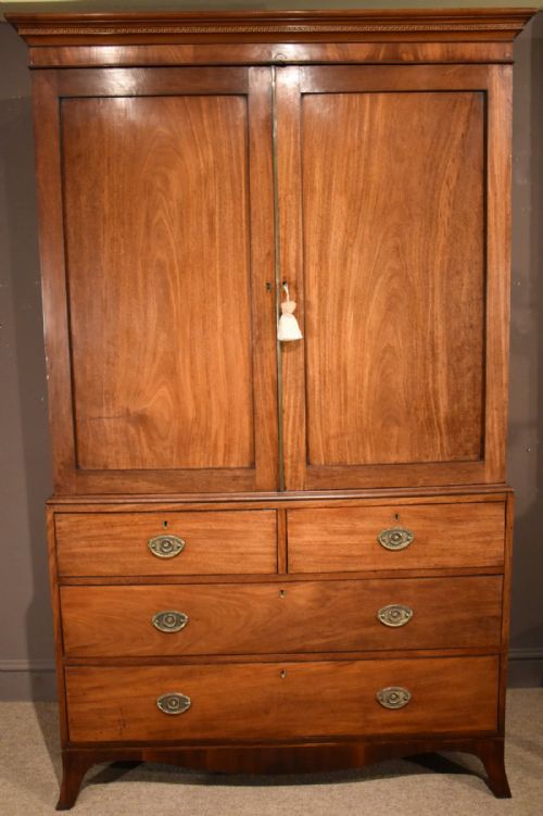 Early 19th Century Mahogany Linen Press