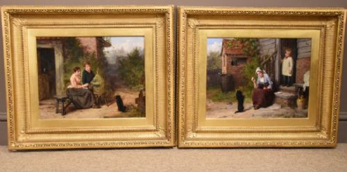 "Pet Blackbird" and "The New Trick" Pair by William Bromley