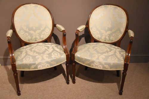 A Good Pair of Late 19th Century Hepplewhite Armchairs