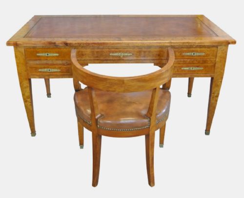 Burr Elm Empire Free Standing Desk and Ensuite Chair