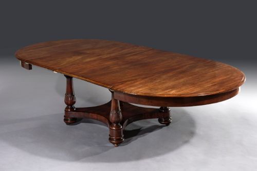 Rare William IV Circular Mahogany Centre Pedestal Extending Dining Table Stamped M.willson (England, C. 1835) 