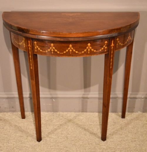 A Very Pretty Small Demi Lune Sheraton Revival Card Table