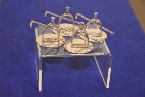 Rare Set of Four Solid Silver Place Menu Holders