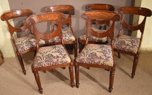 An Elegant Set of Six William IV Scottish Mahogany Dining Chairs