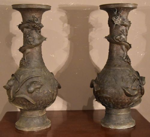 Pair of Bronze Chinese Vases