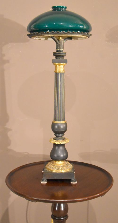 19th Century Bronze and Gilt Converted Oil Lamp