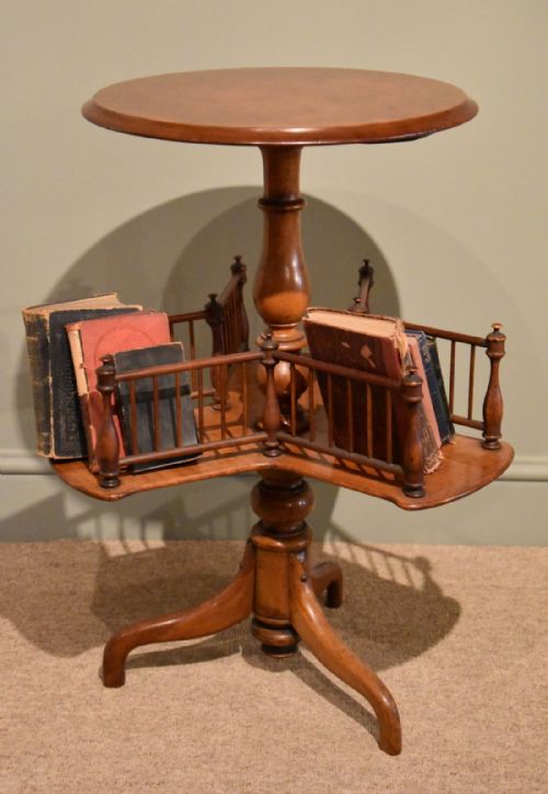 A Mid Victorian Walnut and Burr Revolving Reading Lamp Table