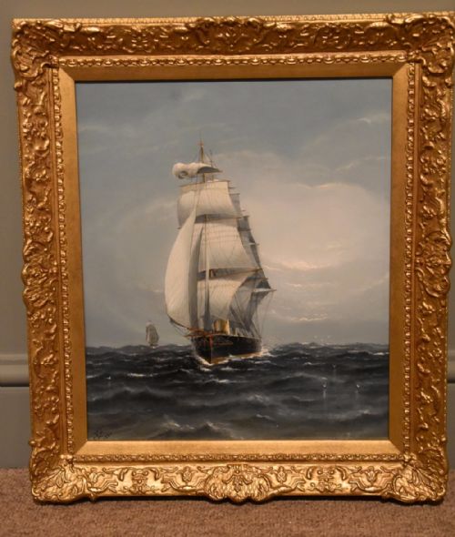 "Raising the Topsails" Oil by Charles Miller