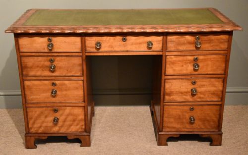 Edwardian Satin Birch Pedestal Desk
