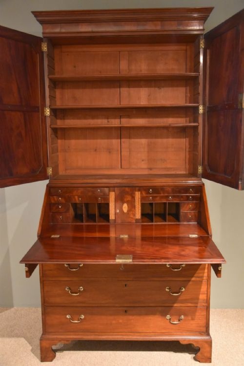 fig 1. A George III Mahogany Bureau Bookcase