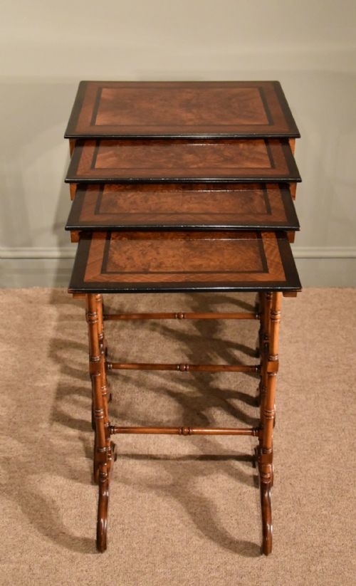 19th Century English Walnut Quartetto Nest of Tables