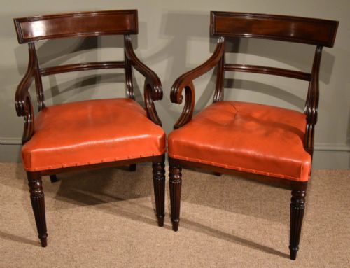 A Good Pair of Regency Mahogany Library/dining Armchairs