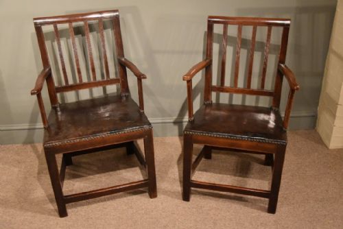 An Outstanding Pair of Late 18th Century Country Armchairs