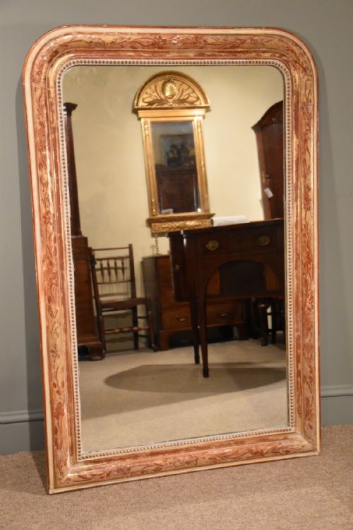 A Louis Phillippe Mirror with Gilt and Decorated Frame
