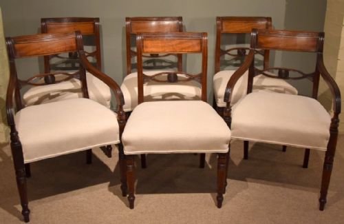 An Elegant Set of Six Regency Period Mahogany Dining Chairs
