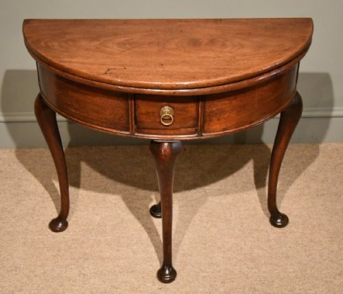 Early 18th Century Walnut Demi Lune Tea Table