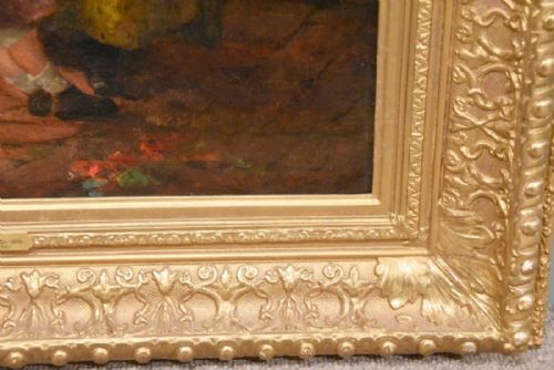 BY THE COTTAGE DOOR OIL BY CHARLES LEWIS - ADDITIONAL PHOTO 3
