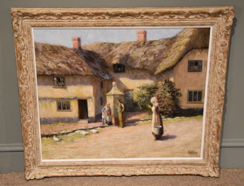 "Shepherds Cottages Beer Devon" Oil by Herbert John Day