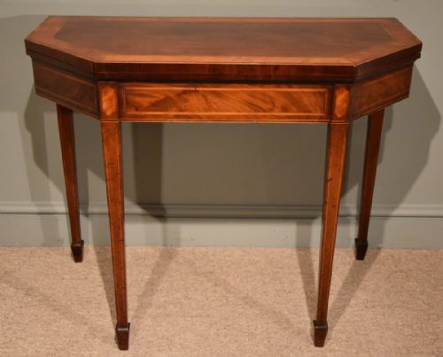 A Sheraton Period Mahogany Hexagonal Card Table