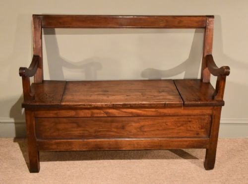 A Handsome French Chestnut Monks Bench/settle