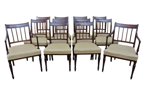Set of Twelve Sheraton Design Dining Chairs