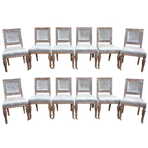 Twelve Early Victorian Oak Dining Chairs Attributed to Gillows