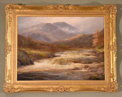"Highland Torrent Near Callender" Oil by William Lakin Turner