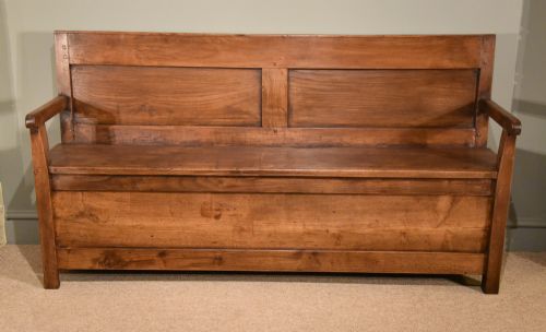 Attractive Large French Mid Chestnut Settle/monks Bench