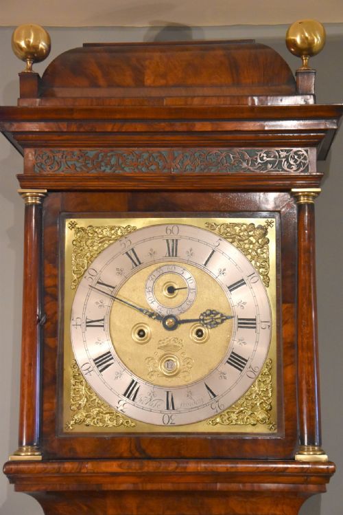 fig 1. John Wise, London. An Eight Case Walnut Longcase Clock of Good Proportions
