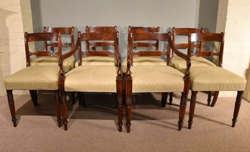 An Elegant Set of Eight Regency Mahogany Dining Chairs