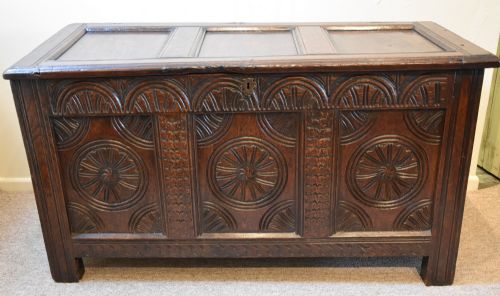 An Attractive Late 17th Century Oak Carved Coffer
