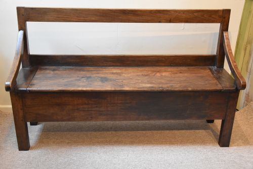 French Mid 19th Century Large Chestnut Monks Bench
