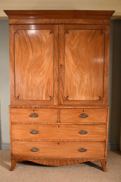 A Good George III Mahogany Linen Press of Superb Colour
