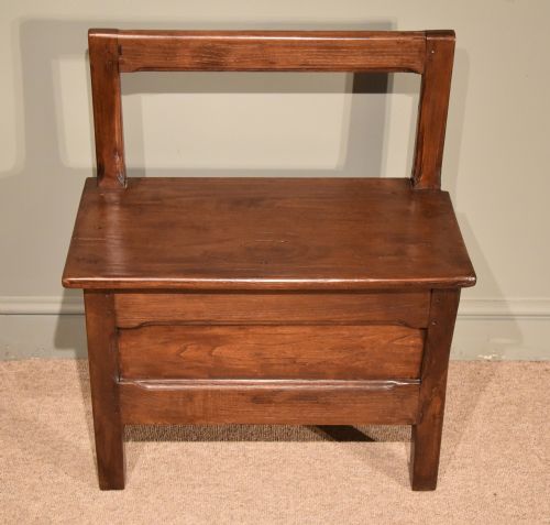 A French Chestnut Bench of Small Proportions with Side Drawer