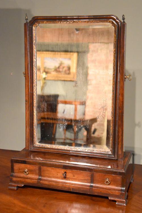 A George II Flame Mahogany Toilet Mirror/dressing Mirror
