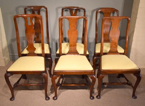 fig 1. A Harlequin Set of 6 George II Walnut Dining Chairs