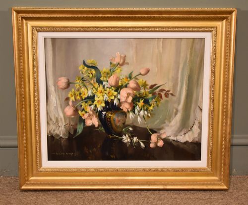 "Tulips and French Porcelain" Oil by Vernon De Beauvoir Ward