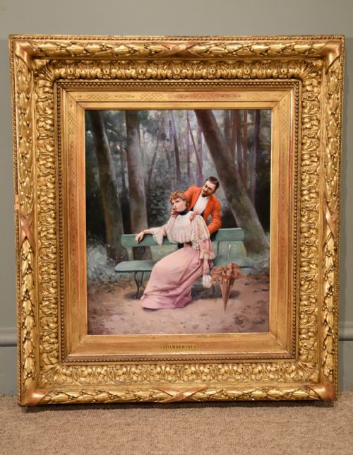 "An Elegant Courtship" Oil by Giovacchino Gamberini